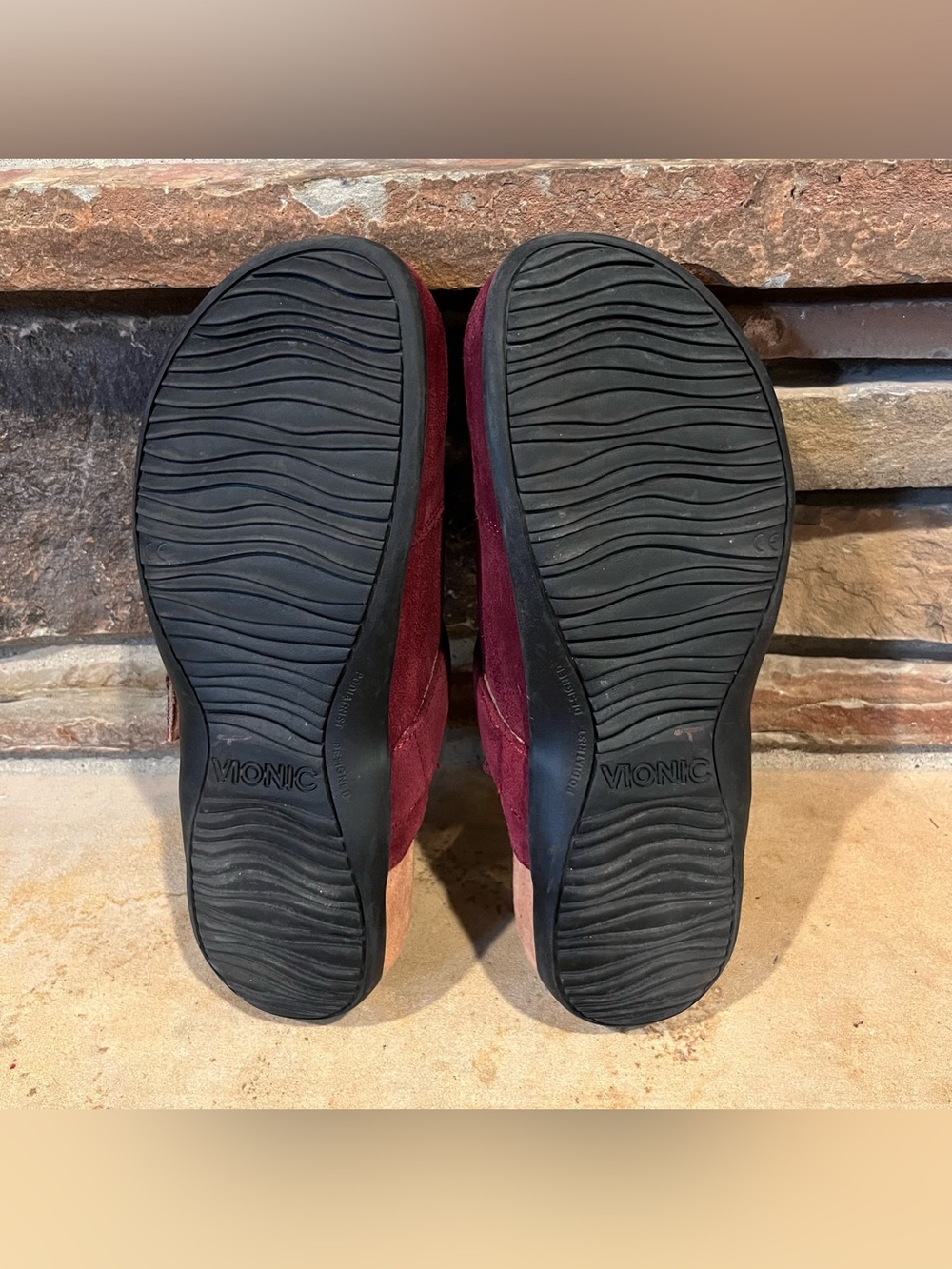 Vionic Tanya Burgundy Suede Slip-On Clogs with Buckle - Picture 6 of 8